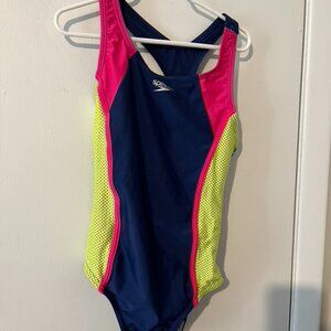 SPEEDO BLOCK COLOR ONE PIECE SWIM SZ L 10-12
